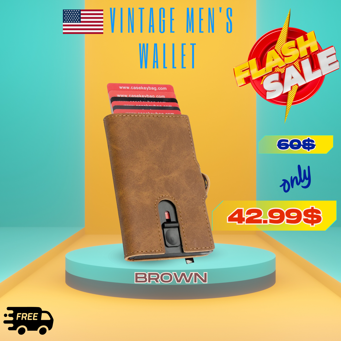 Vintage Men's Wallet Pu Leather Zipper