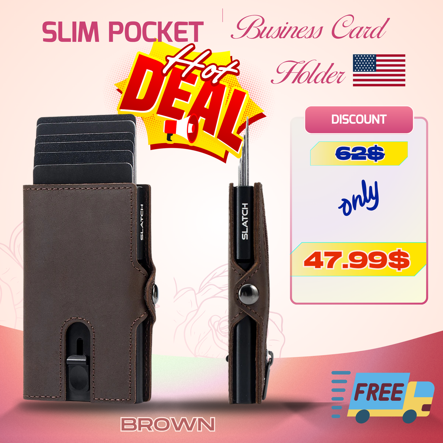 Slim Pocket Men Business Card Holder