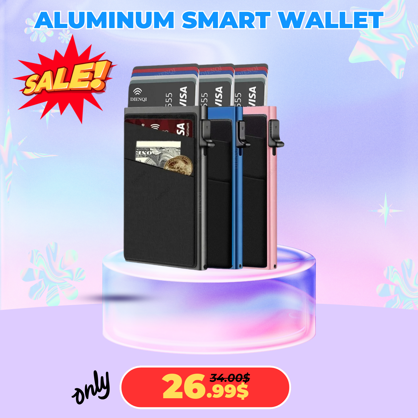 Aluminum Smart Wallet Cardholder