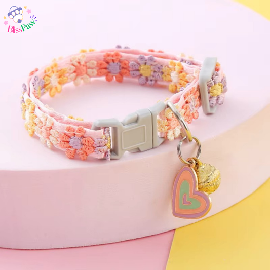 Fashion Lace Flower Pet Collar with Bell
