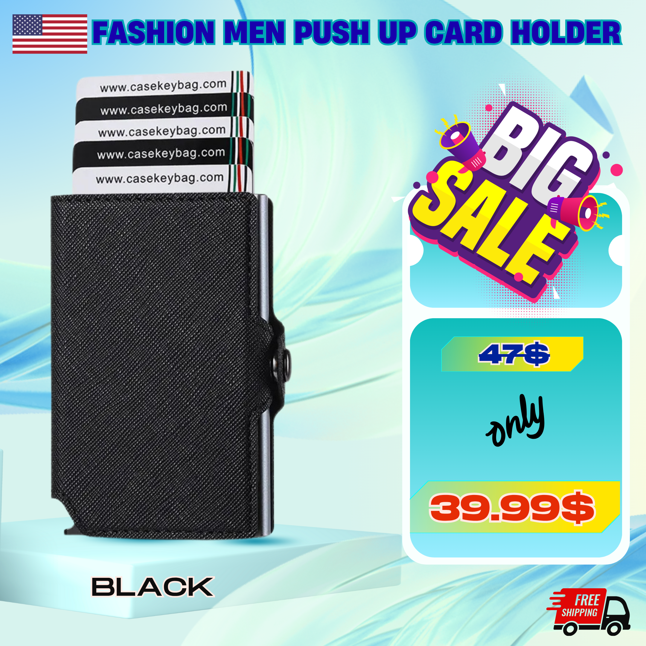 Fashion Men Push Up Card Holder