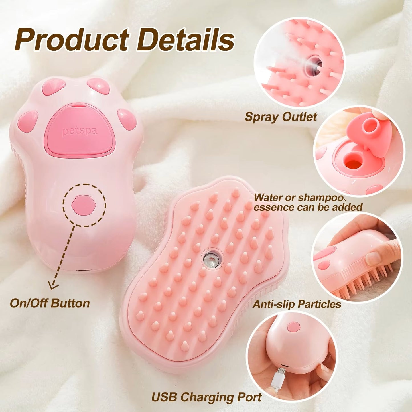 Pet Brush Electric Spray 3 in 1