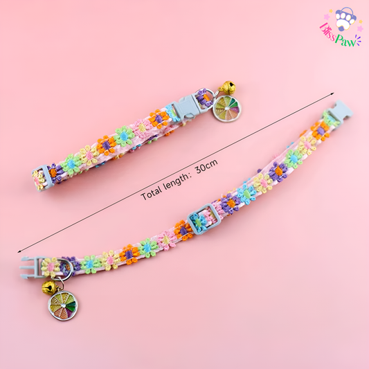 Fashion Lace Flower Pet Collar with Bell