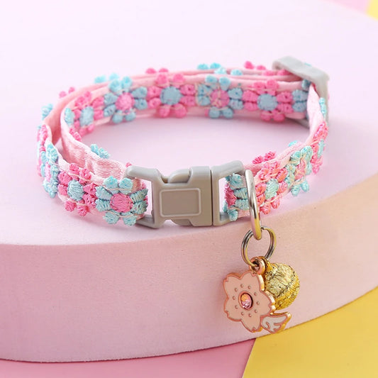 Fashion Lace Flower Pet Collar with Bell