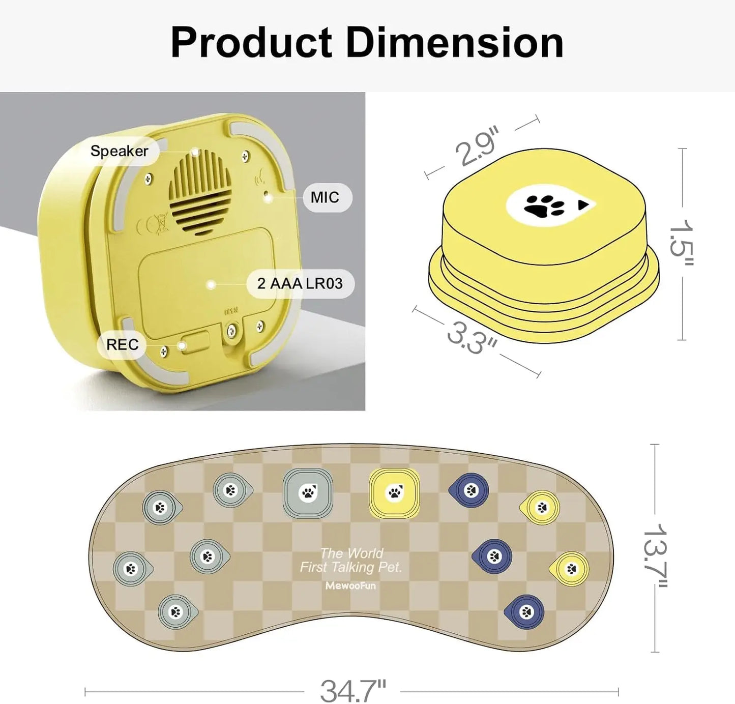 Smart Pet Talking Buttons And Non-Slip Mat