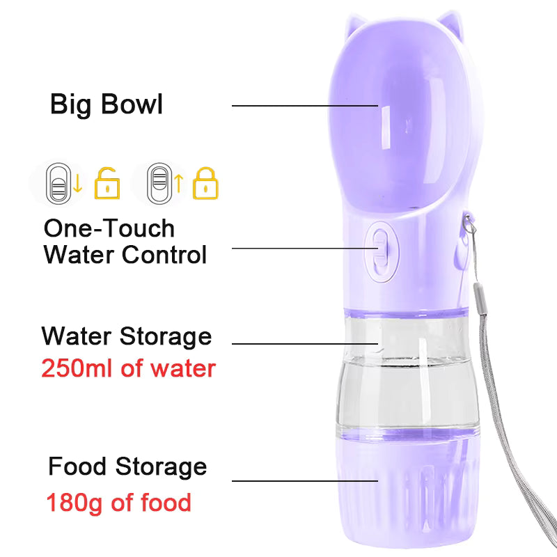 2-in-1 Portable Pet Water & Food Bottle